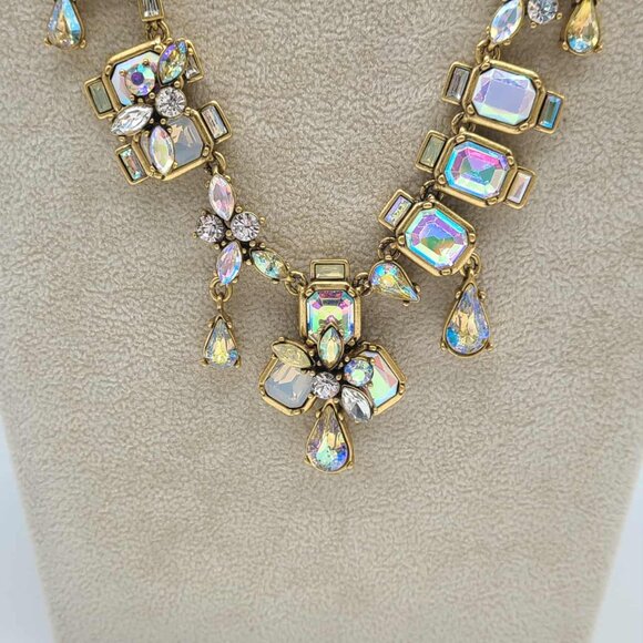 J Crew Gold Tone AB Crystal Statement Necklace Gorgeous! - Picture 10 of 10